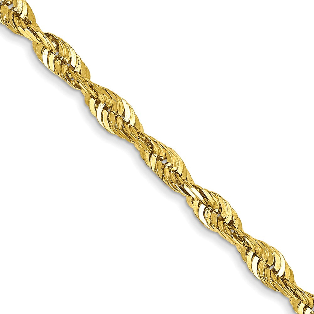 10K Yellow Gold 2.50mm Extra-Light Diamond Cut Rope Chain Necklace 20"-24"