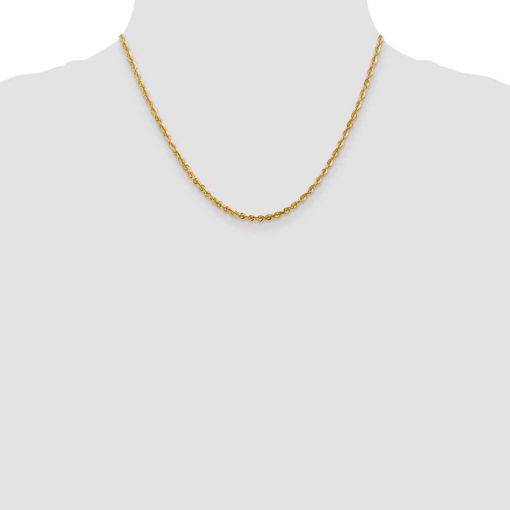 10K Yellow Gold 2.75mm Extra-Light Diamond-Cut Rope Chain Necklace 18"-24" - Product Photo