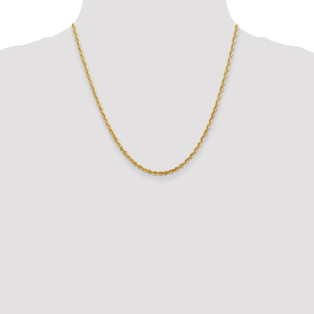 10K Yellow Gold 2.75mm Extra-Light Diamond-Cut Rope Chain Necklace 18"-24" - Product Photo