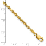 10K Yellow Gold 2.75mm Extra-Light Diamond-Cut Rope Chain Bracelet 7"-8" - Product Photo