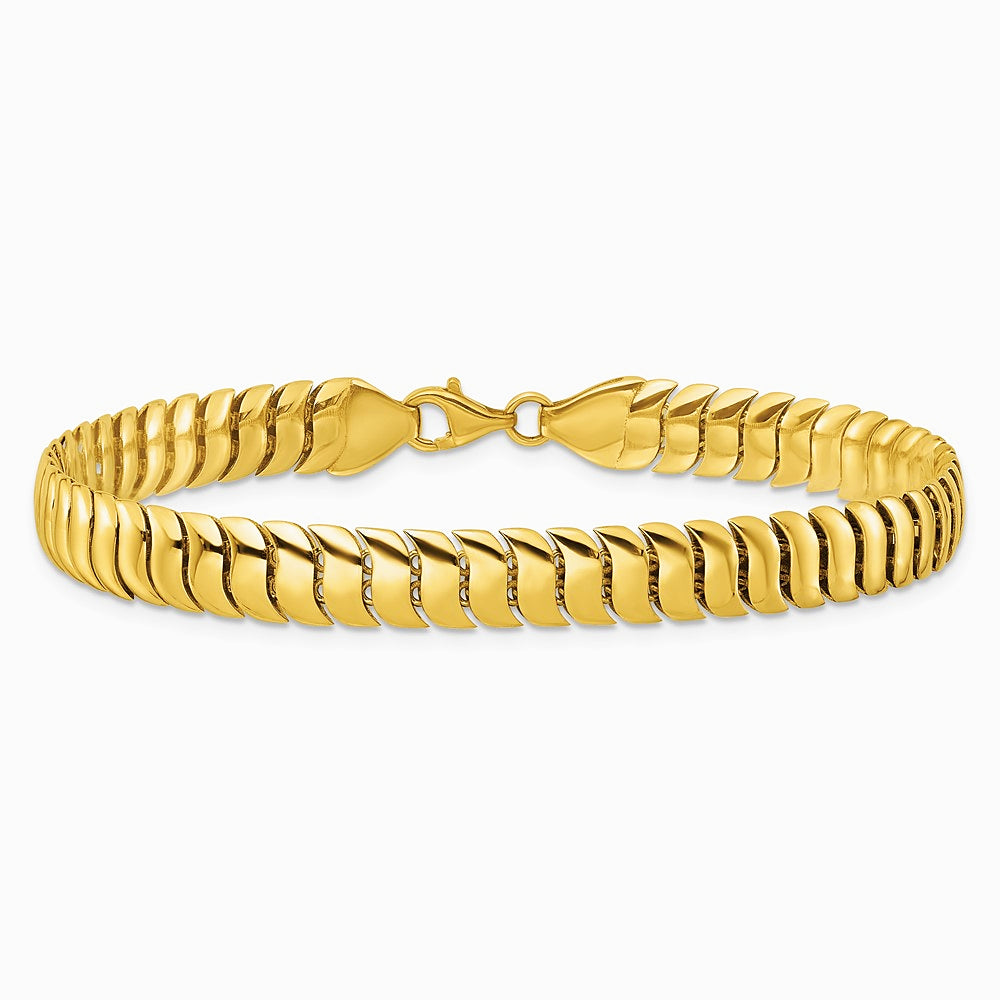 10K Yellow Gold Polished Fancy Herringbone Link 7.5in Bracelet - Product Photo