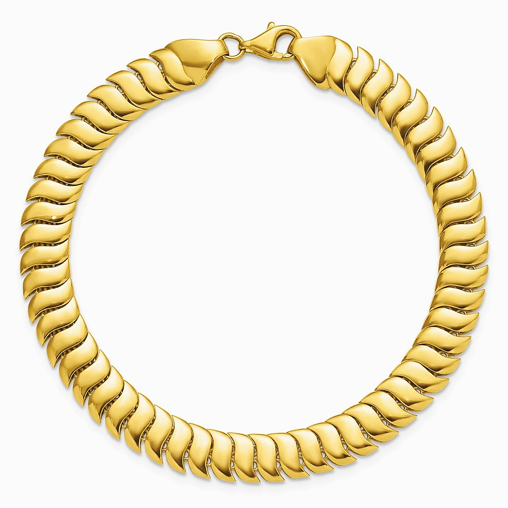 10K Yellow Gold Polished Fancy Herringbone Link 7.5in Bracelet - Product Photo