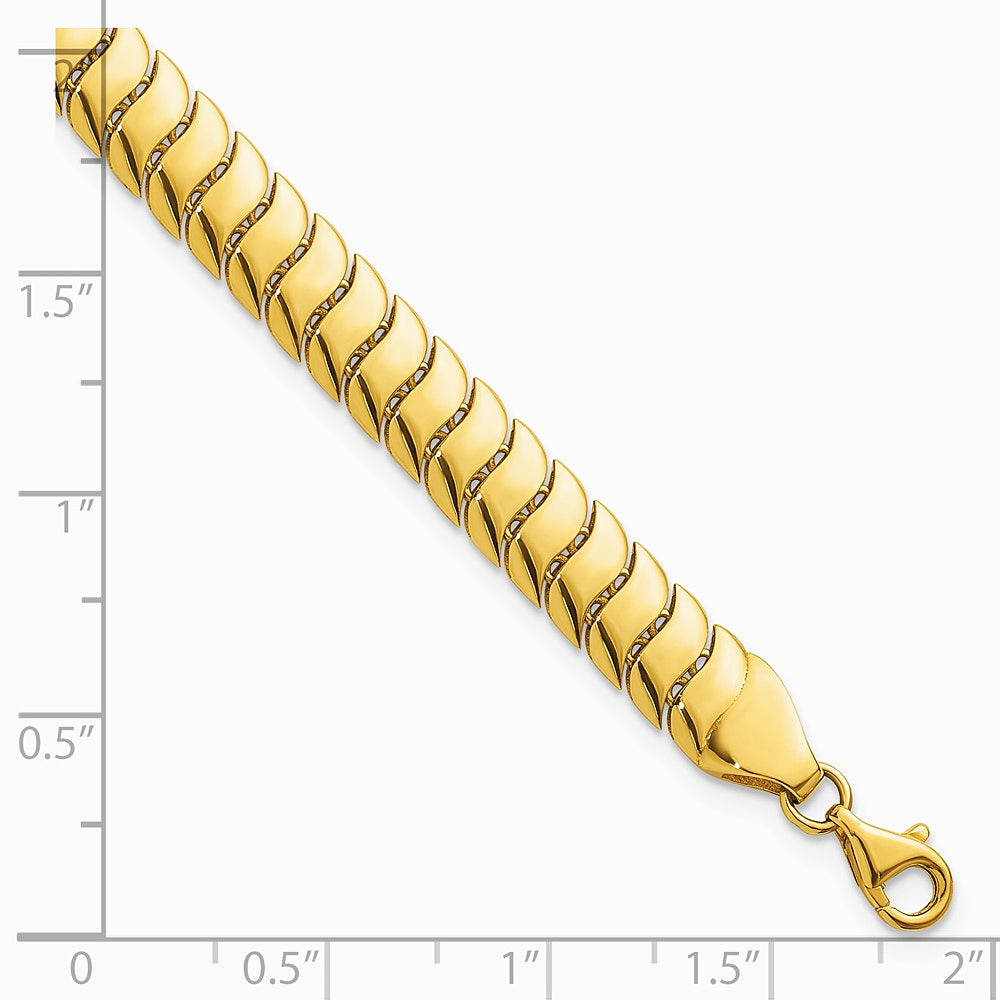 10K Yellow Gold Polished Fancy Herringbone Link 7.5in Bracelet - Product Photo