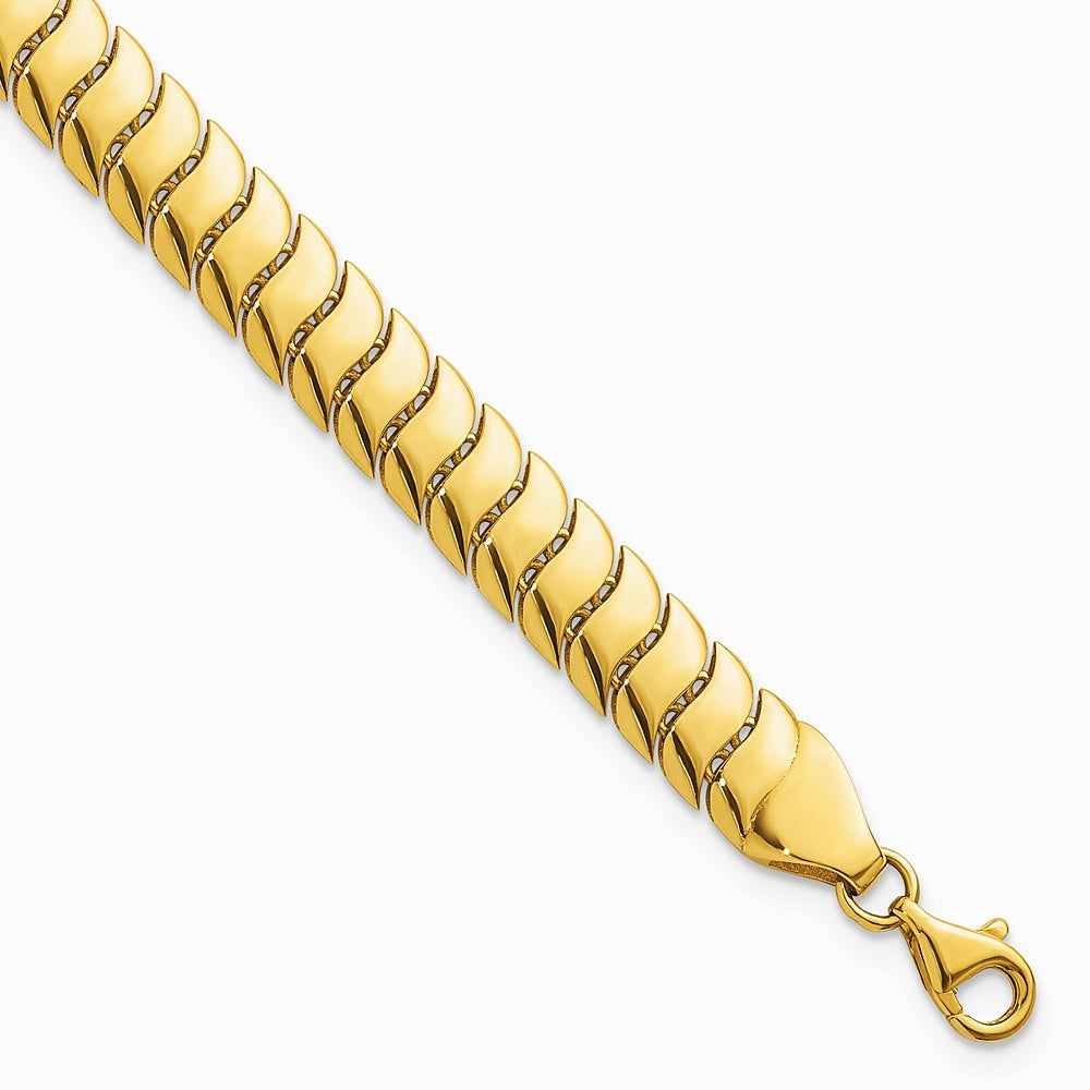 10K Yellow Gold Polished Fancy Herringbone Link 7.5in Bracelet