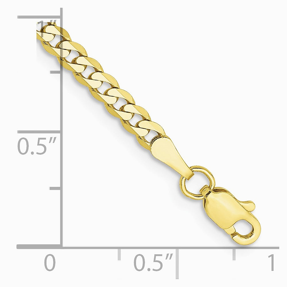 10K Yellow Gold 2.9mm Flat Beveled Curb Chain Bracelet 7"-9" - Product Photo