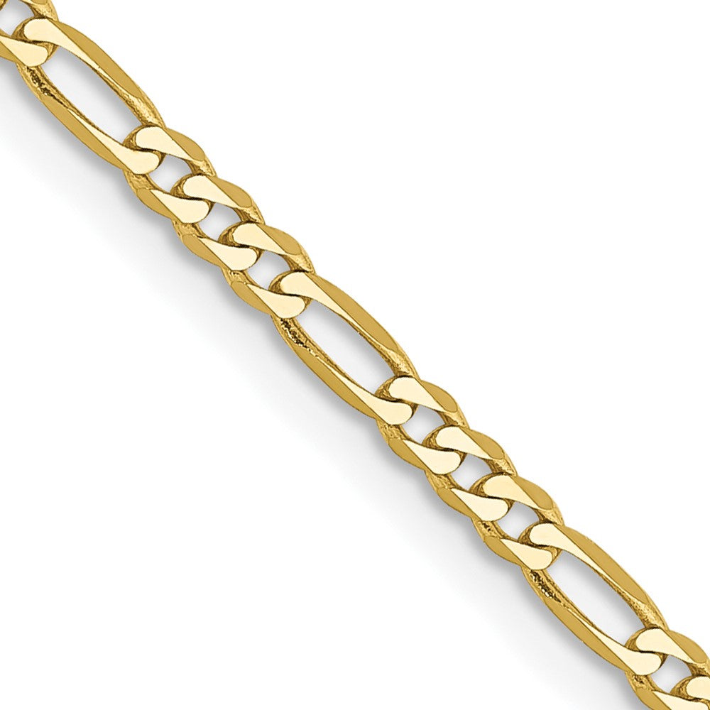 10K Yellow Gold 2.2mm Flat Figaro Chain Necklace 16"-30"