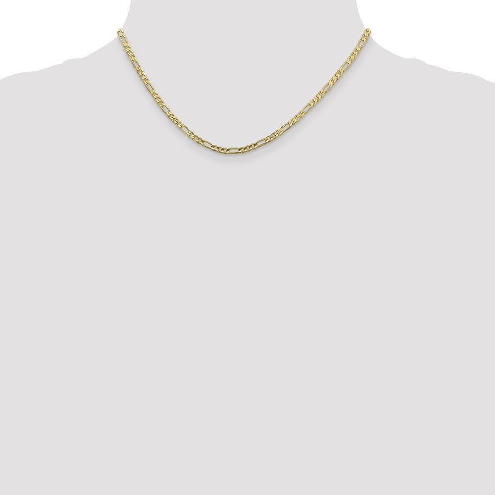 10K 3mm Flat Figaro Chain - Product Photo