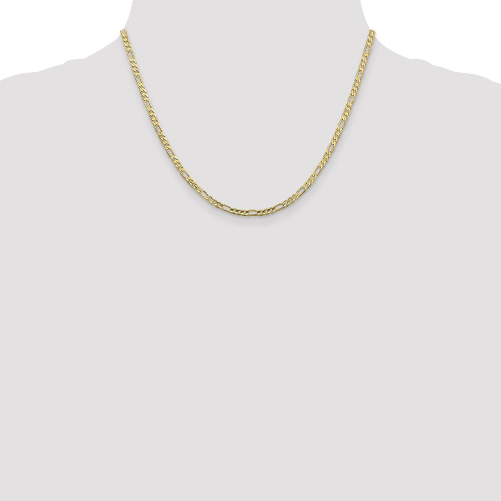10K 3mm Flat Figaro Chain - Product Photo