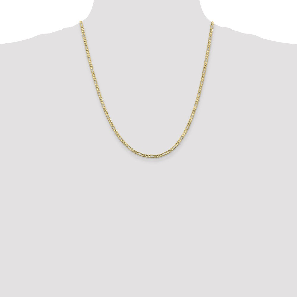 10K 3mm Flat Figaro Chain - Product Photo