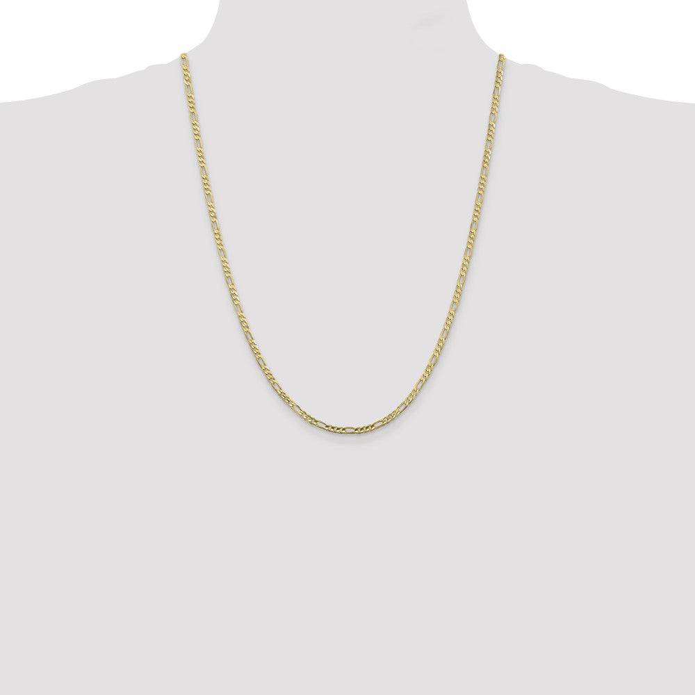10K 3mm Flat Figaro Chain - Product Photo
