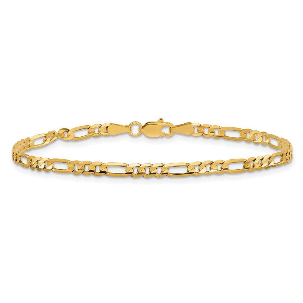 10K 3mm Flat Figaro Chain - Product Photo