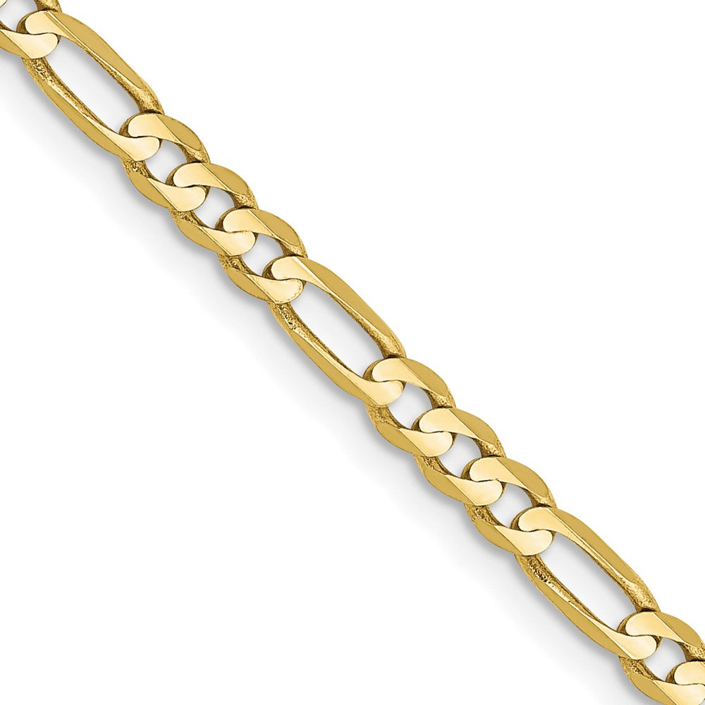 10K Yellow Gold 3mm Flat Figaro Chain Necklace 16"-30"