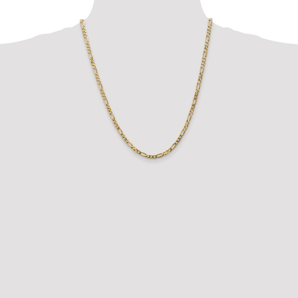 10K 4mm Flat Figaro Chain - Product Photo