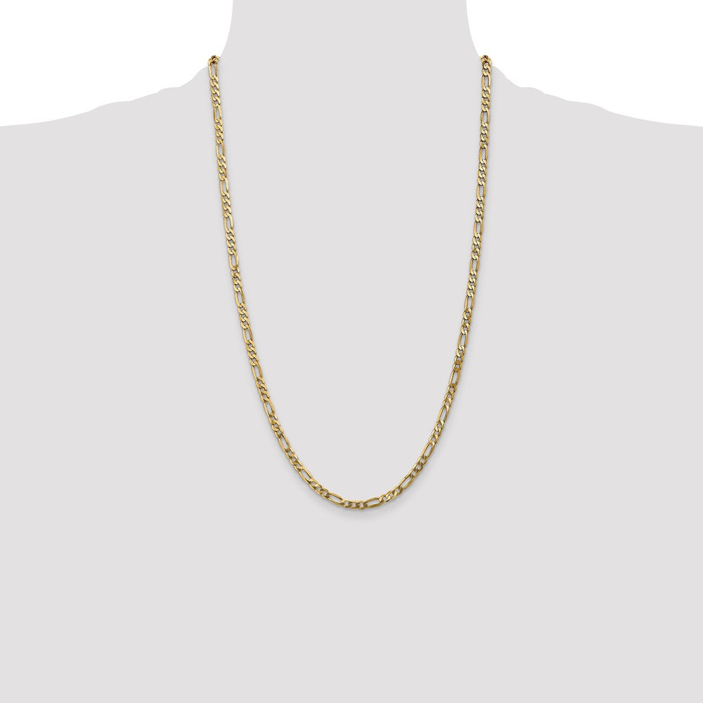 10K 4mm Flat Figaro Chain - Product Photo