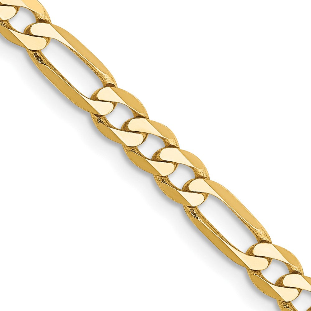 10K Yellow Gold 4mm Flat Figaro Chain Necklace 16"-30"