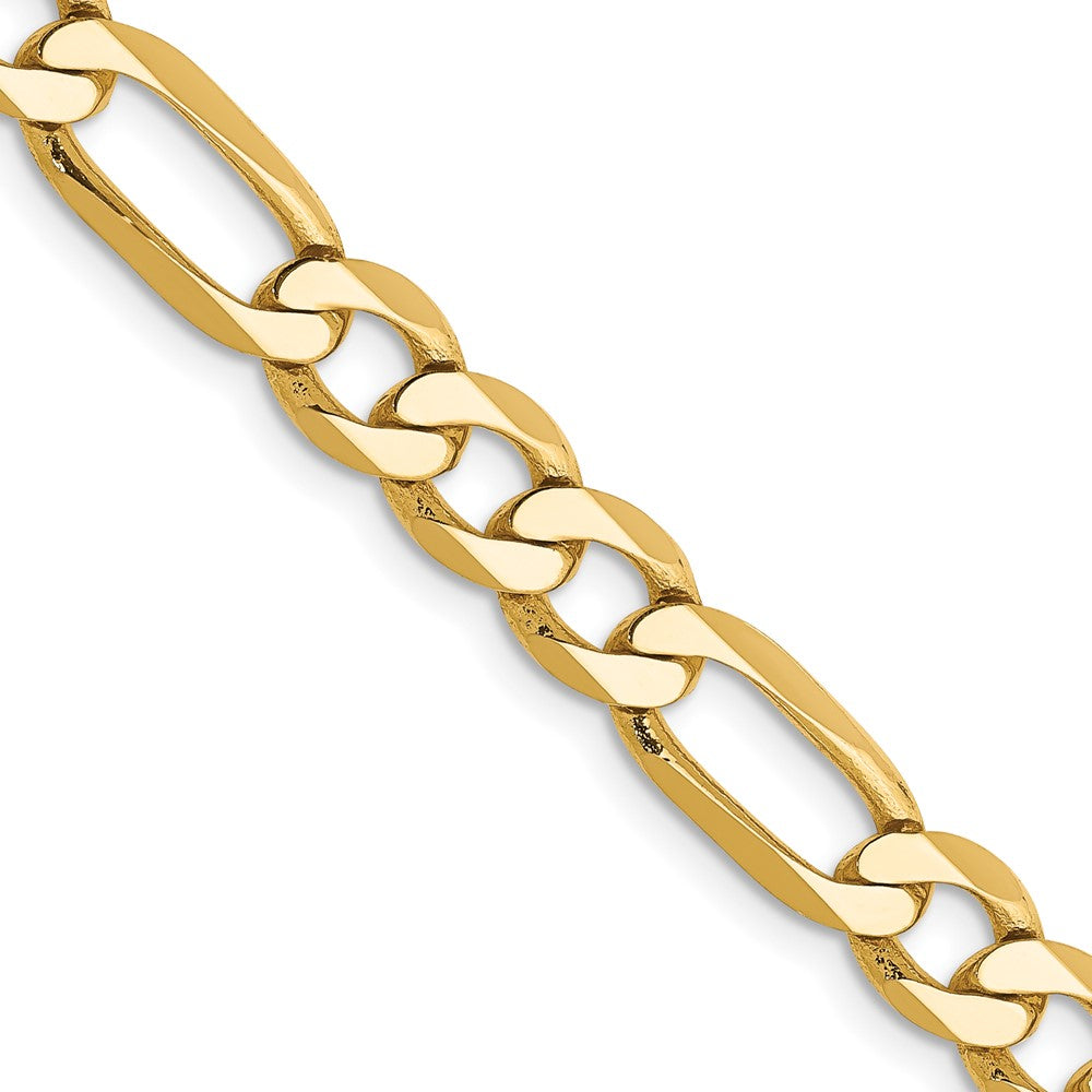 10K Yellow Gold 6.25mm Flat Figaro Chain Necklace 18"-30"