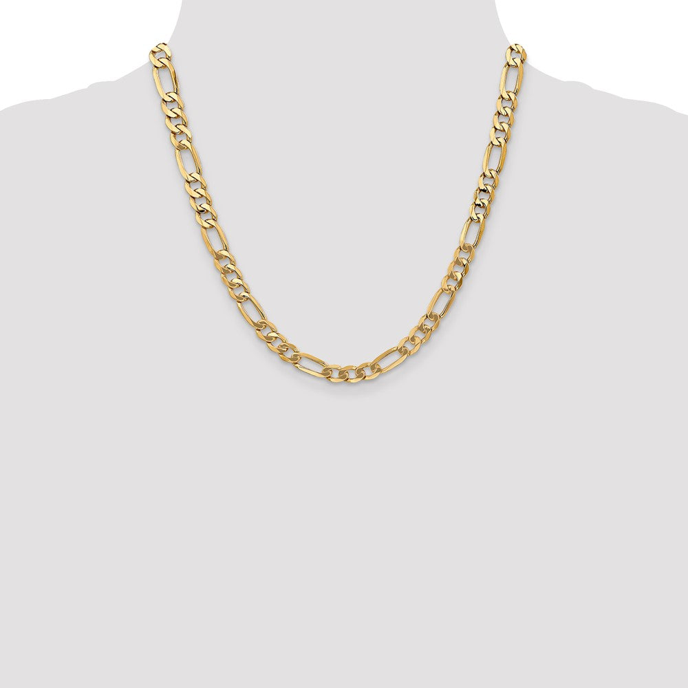10K 7mm Flat Figaro Chain - Product Photo