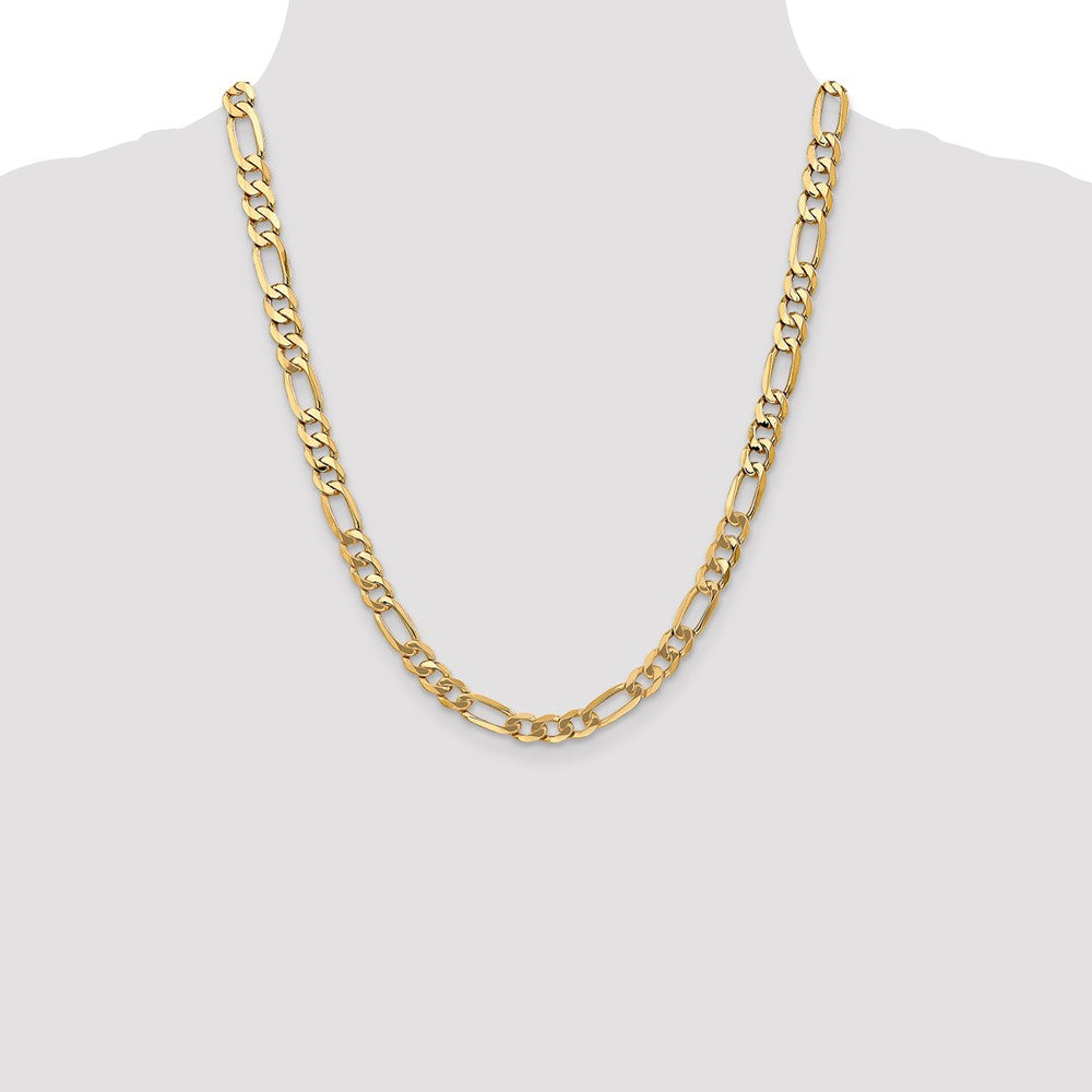 10K 7mm Flat Figaro Chain - Product Photo