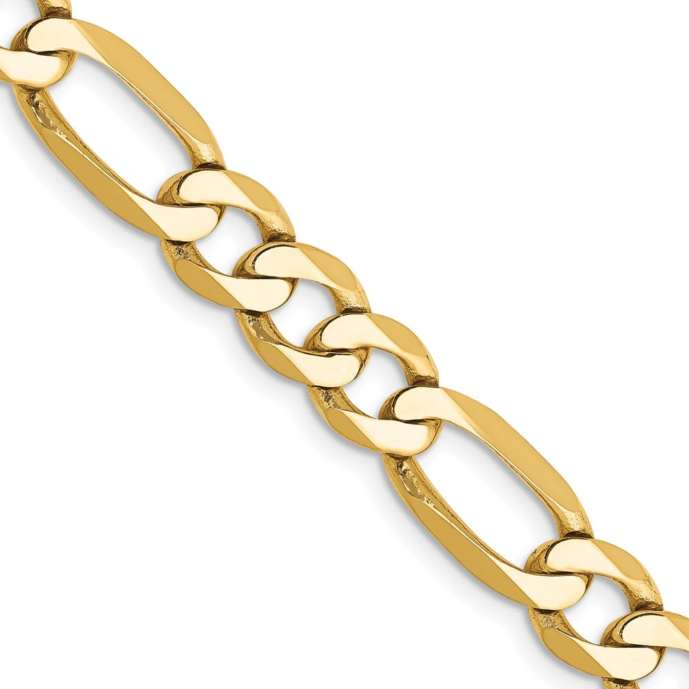 10K Yellow Gold 7mm Flat Figaro Chain Necklace 20"-30"