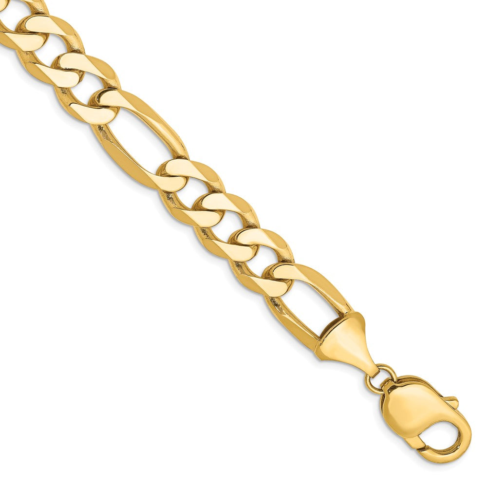 10K Yellow Gold 10mm Flat Figaro Chain Bracelet 8"-9"