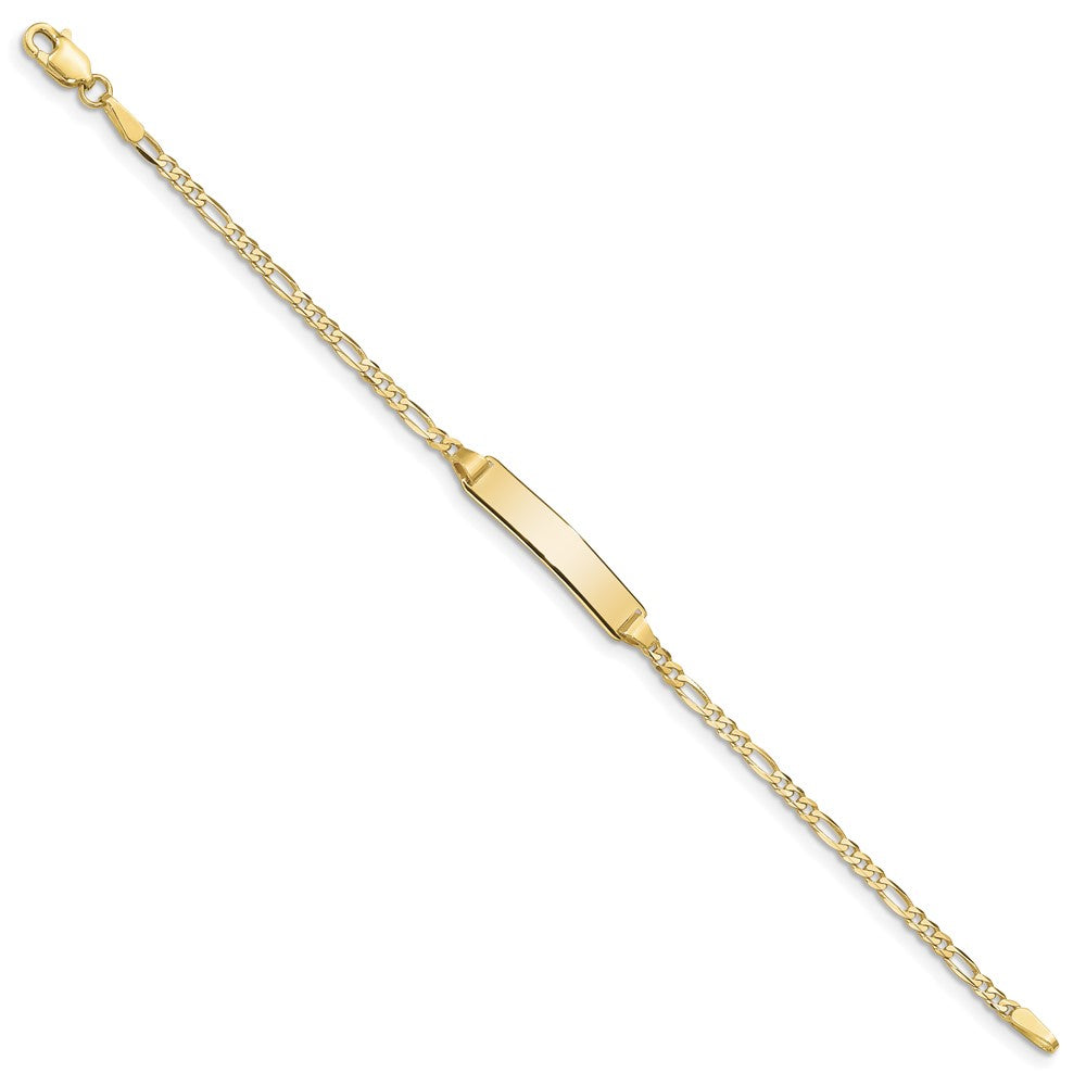 10K Yellow Gold Figaro Link ID Bracelet - Product Photo
