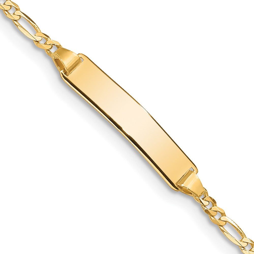 10K Yellow Gold Figaro Link ID Bracelet - Product Photo