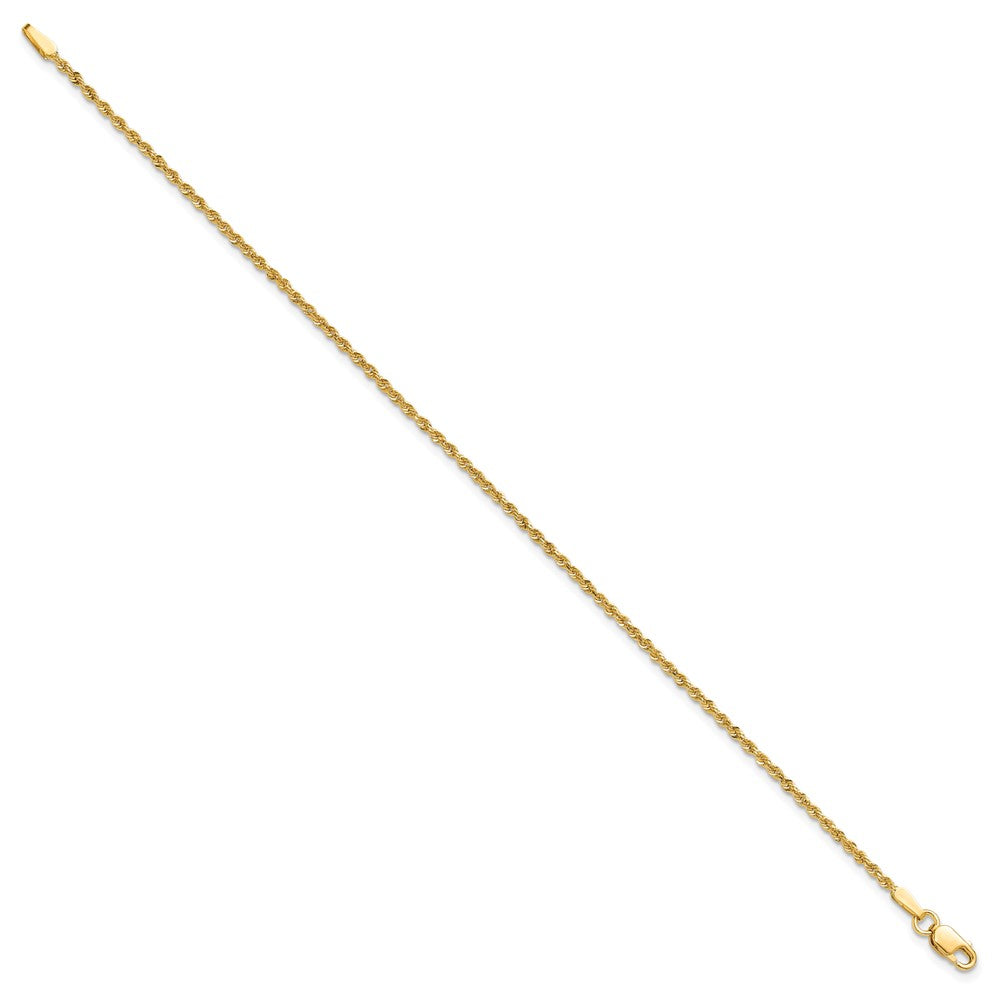10K Yellow Gold 1.5mm Diamond-cut Rope Chain Anklet Bracelet 7"-10" - Product Photo
