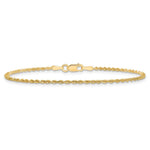 10K Yellow Gold 1.5mm Diamond-cut Rope Chain Anklet Bracelet 7"-10" - Product Photo