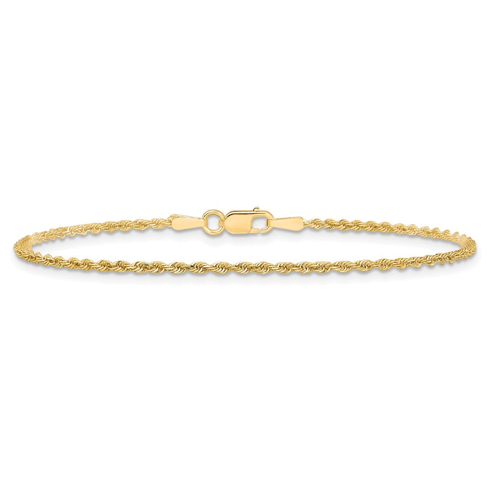 10K Yellow Gold 1.5mm Diamond-cut Rope Chain Anklet Bracelet 7"-10" - Product Photo
