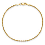 10K Yellow Gold 1.5mm Diamond-cut Rope Chain Anklet Bracelet 7"-10" - Product Photo