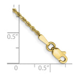 10K Yellow Gold 1.5mm Diamond-cut Rope Chain Anklet Bracelet 7"-10" - Product Photo