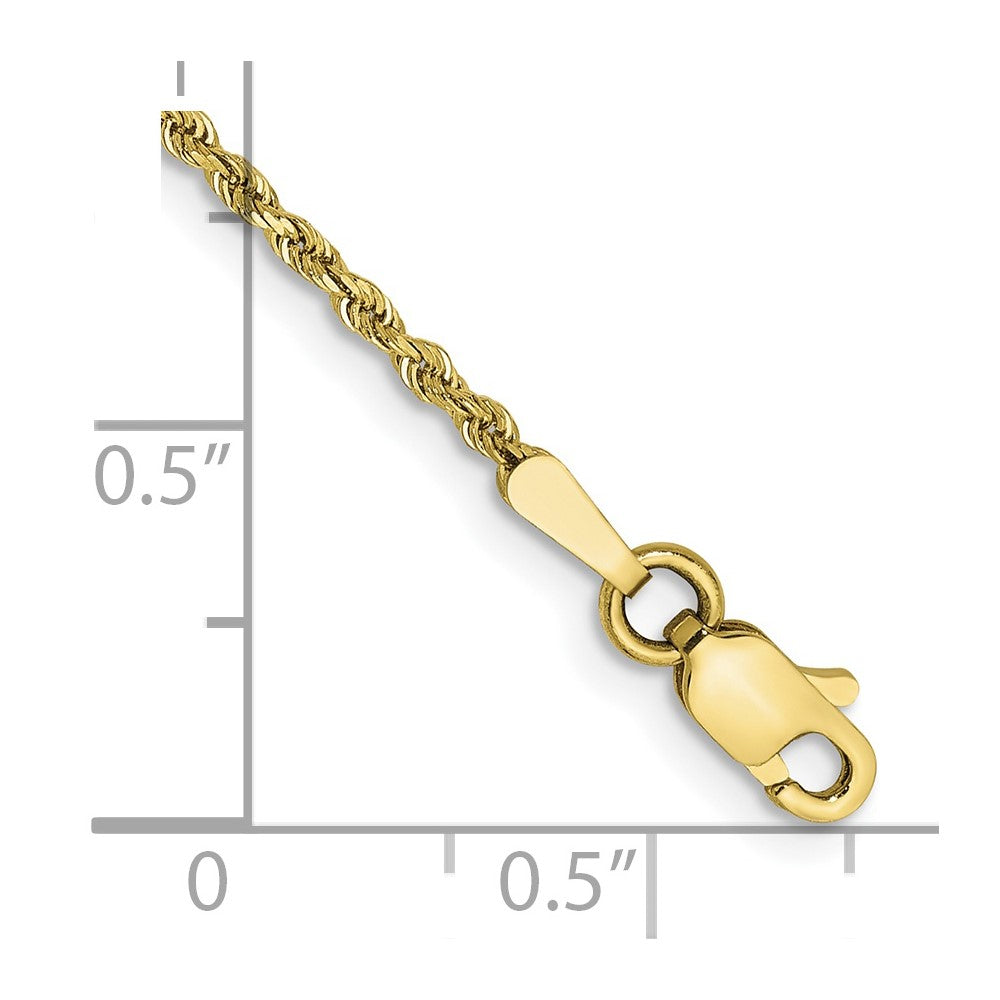 10K Yellow Gold 1.5mm Diamond-cut Rope Chain Anklet Bracelet 7"-10" - Product Photo