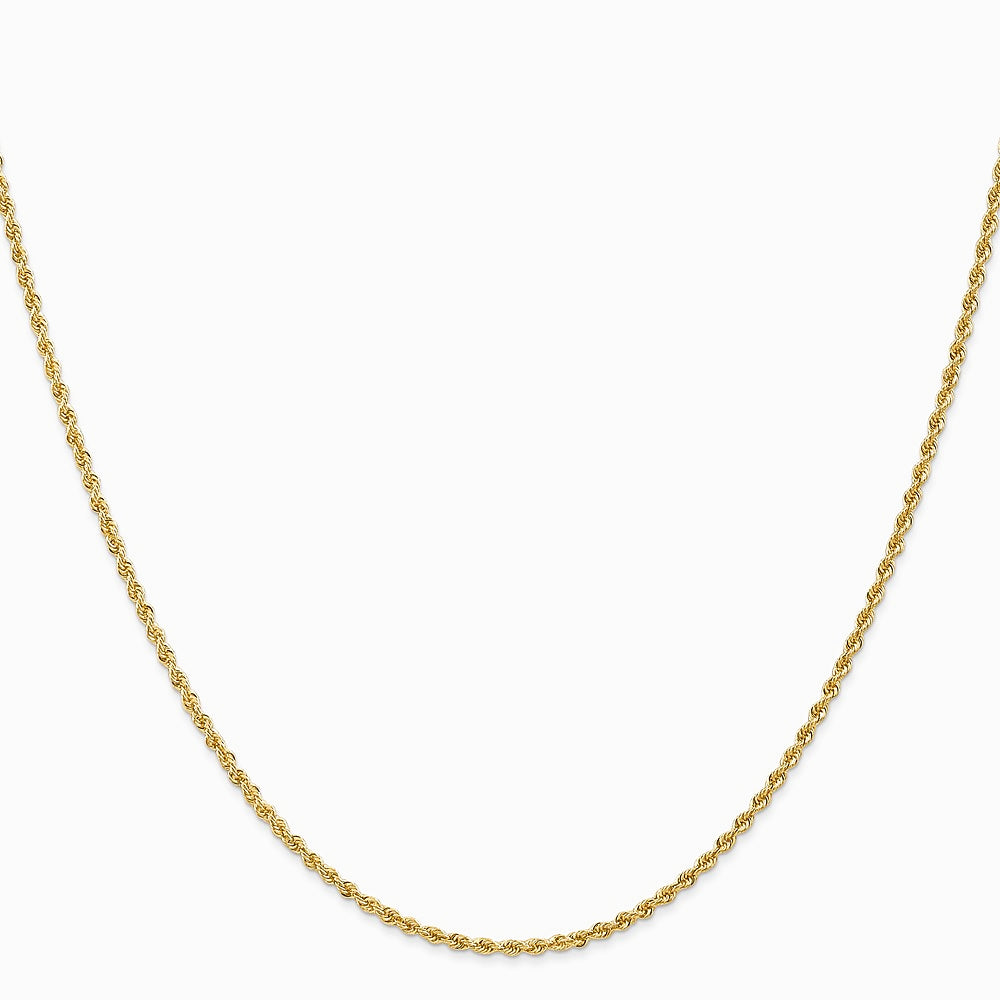 10K Yellow Gold 1.5mm Solid Rope Chain Necklace 16"-30" - Product Photo