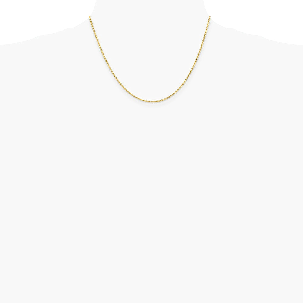 10K Yellow Gold 1.5mm Solid Rope Chain Necklace 16"-30" - Product Photo