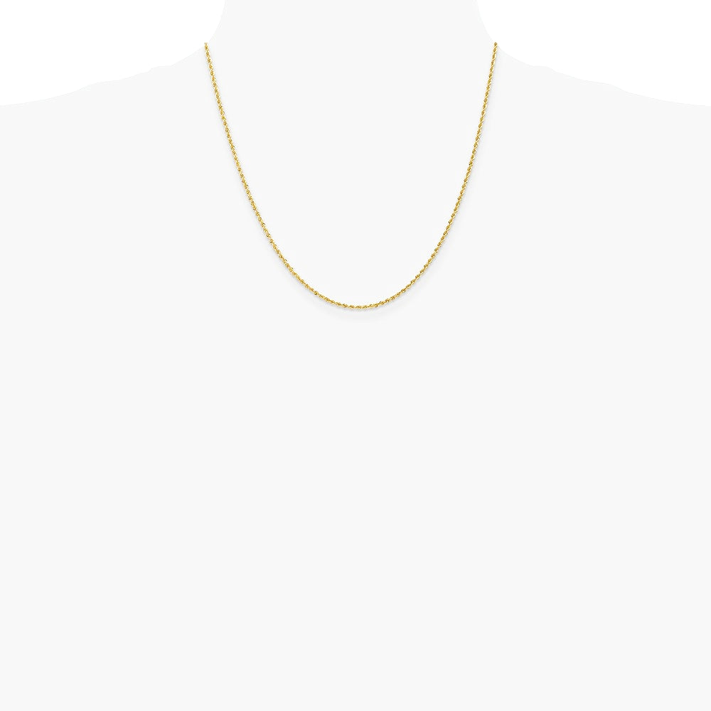 10K Yellow Gold 1.5mm Solid Rope Chain Necklace 16"-30" - Product Photo