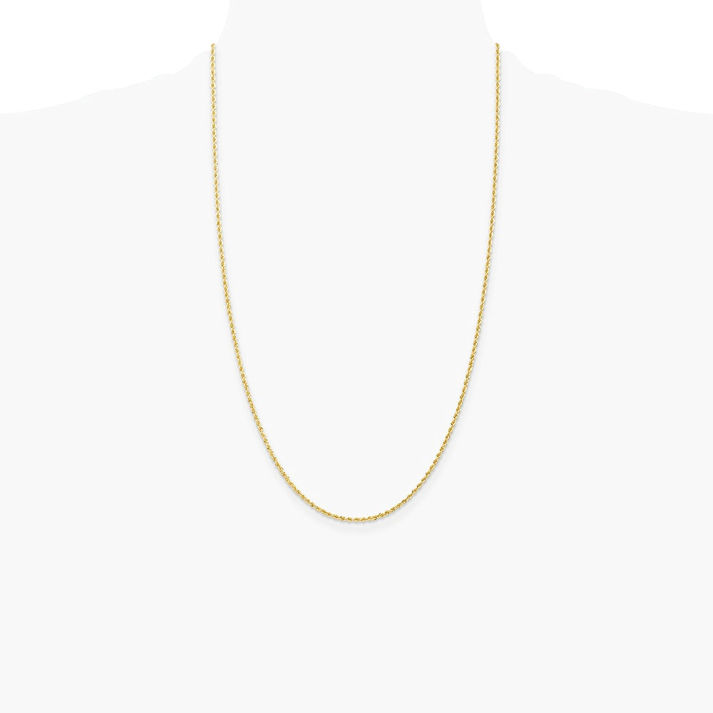 10K Yellow Gold 1.5mm Solid Rope Chain Necklace 16"-30" - Product Photo