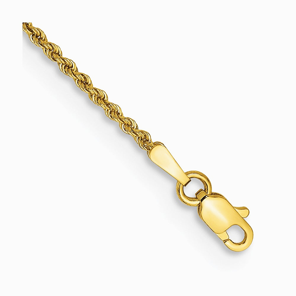 10K Yellow Gold 1.5mm Solid Rope Chain Anklet Bracelet 7"-10"