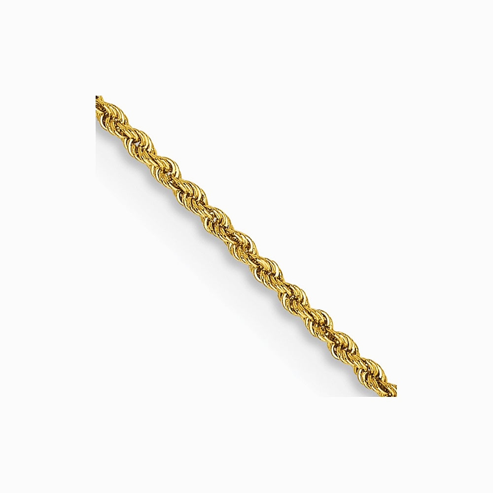 10K Yellow Gold 1.5mm Solid Rope Chain Necklace 16"-30" - Product Photo