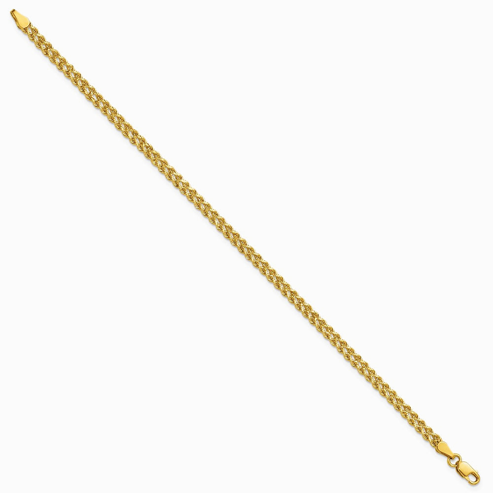 10K Yellow Gold 3.0mm Wide Double Strand Rope Bracelet - Product Photo