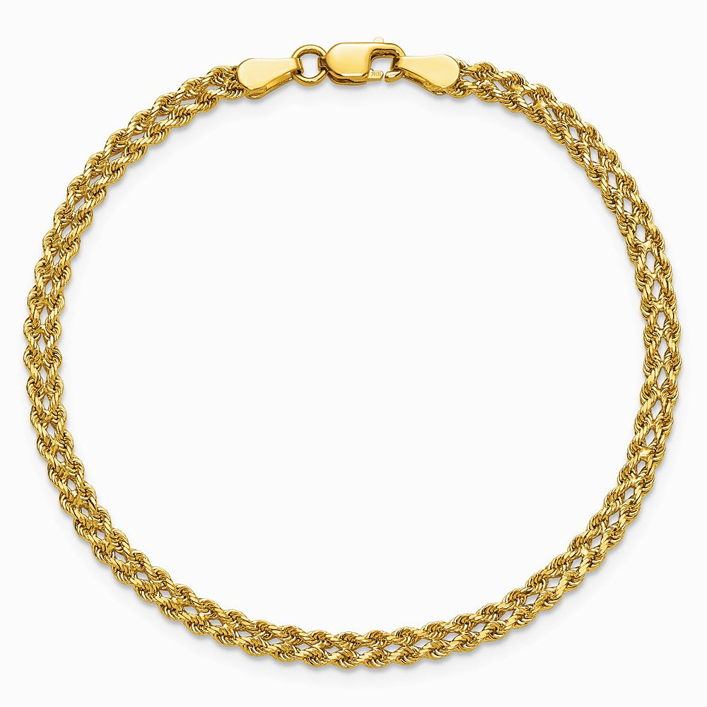 10K Yellow Gold 3.0mm Wide Double Strand Rope Bracelet - Product Photo