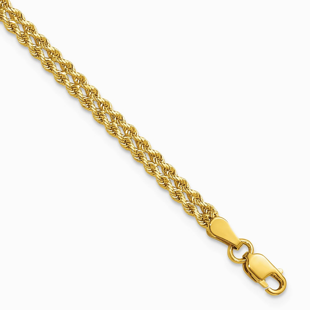 10K Yellow Gold 3.0mm Wide Double Strand Rope Bracelet