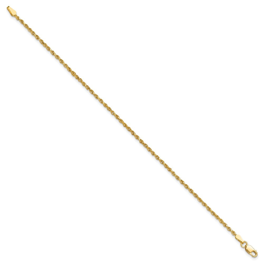 10K Yellow Gold 1.75mm Diamond-cut Rope Chain Anklet Bracelet 7"-10" - Product Photo