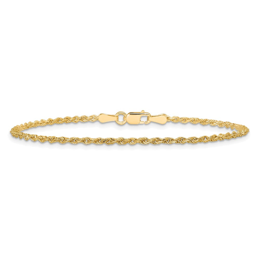 10K Yellow Gold 1.75mm Diamond-cut Rope Chain Anklet Bracelet 7"-10" - Product Photo