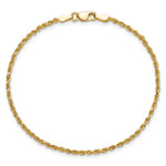 10K Yellow Gold 1.75mm Diamond-cut Rope Chain Anklet Bracelet 7"-10" - Product Photo