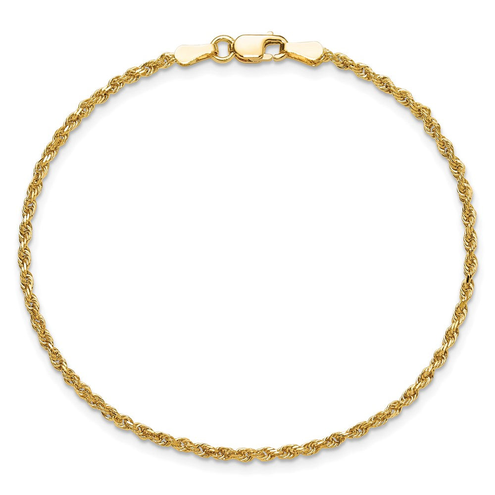 10K Yellow Gold 1.75mm Diamond-cut Rope Chain Anklet Bracelet 7"-10" - Product Photo