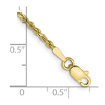 10K Yellow Gold 1.75mm Diamond-cut Rope Chain Anklet Bracelet 7"-10" - Product Photo