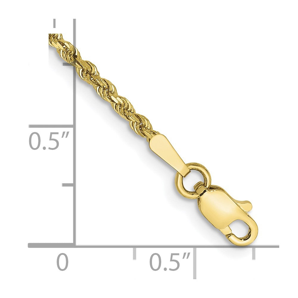 10K Yellow Gold 1.75mm Diamond-cut Rope Chain Anklet Bracelet 7"-10" - Product Photo