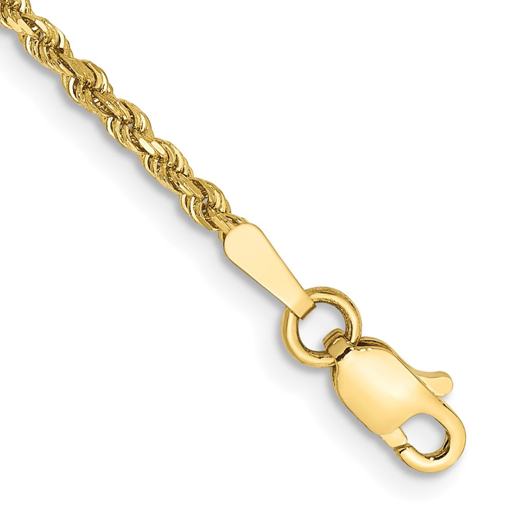 10K Yellow Gold 1.75mm Diamond-cut Rope Chain Anklet Bracelet 7"-10"