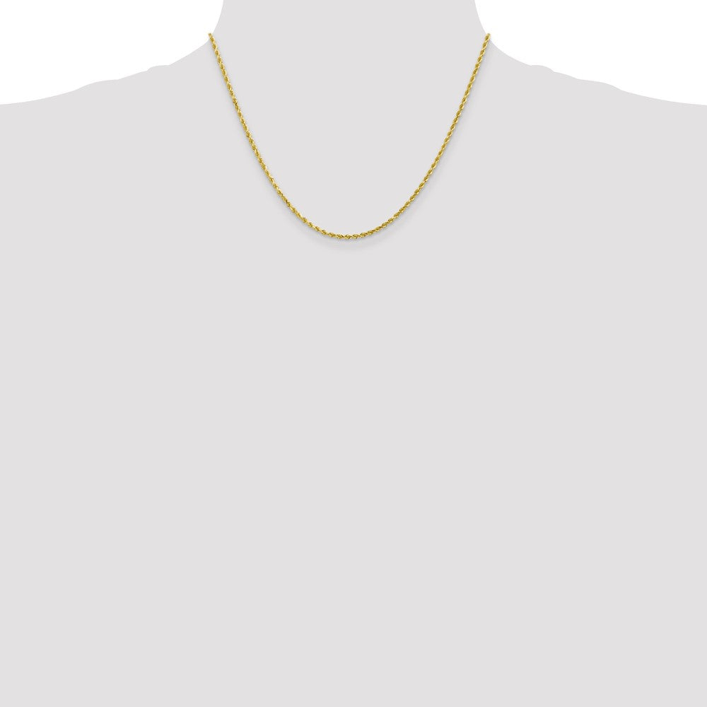10K Yellow Gold 2mm Diamond-cut Rope Chain Necklace 16"-28" - Product Photo