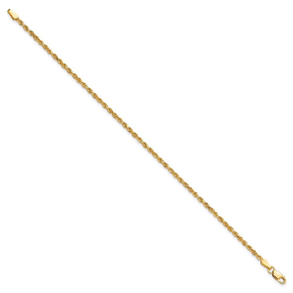 10K Yellow Gold 2mm Diamond-cut Rope Chain Anklet Bracelet 7"-10" - Product Photo